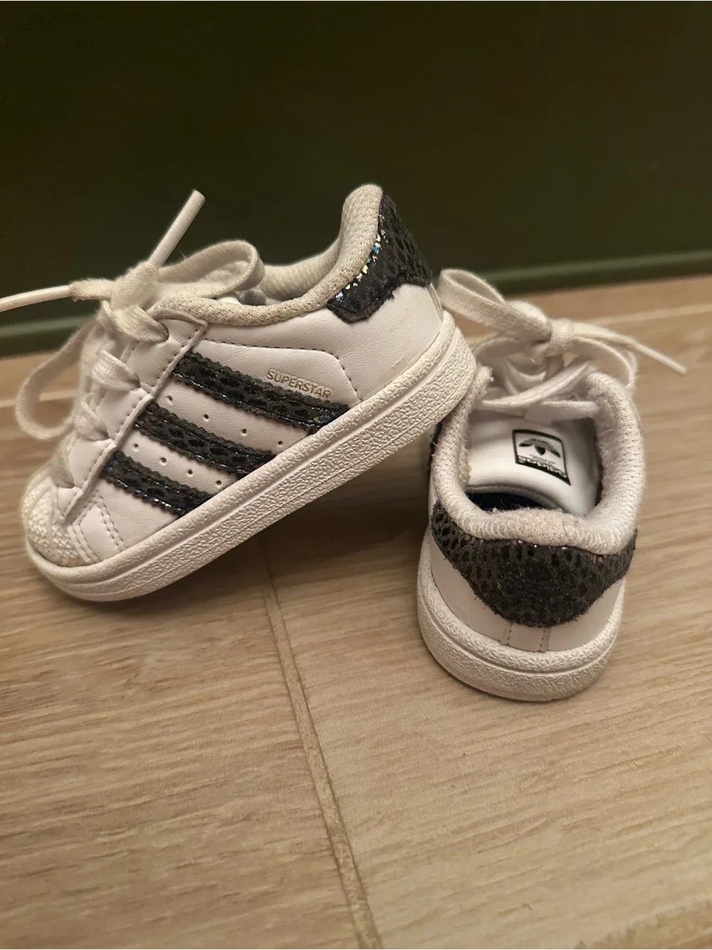 Adidas Toddler Superstars with Glitter Stripes